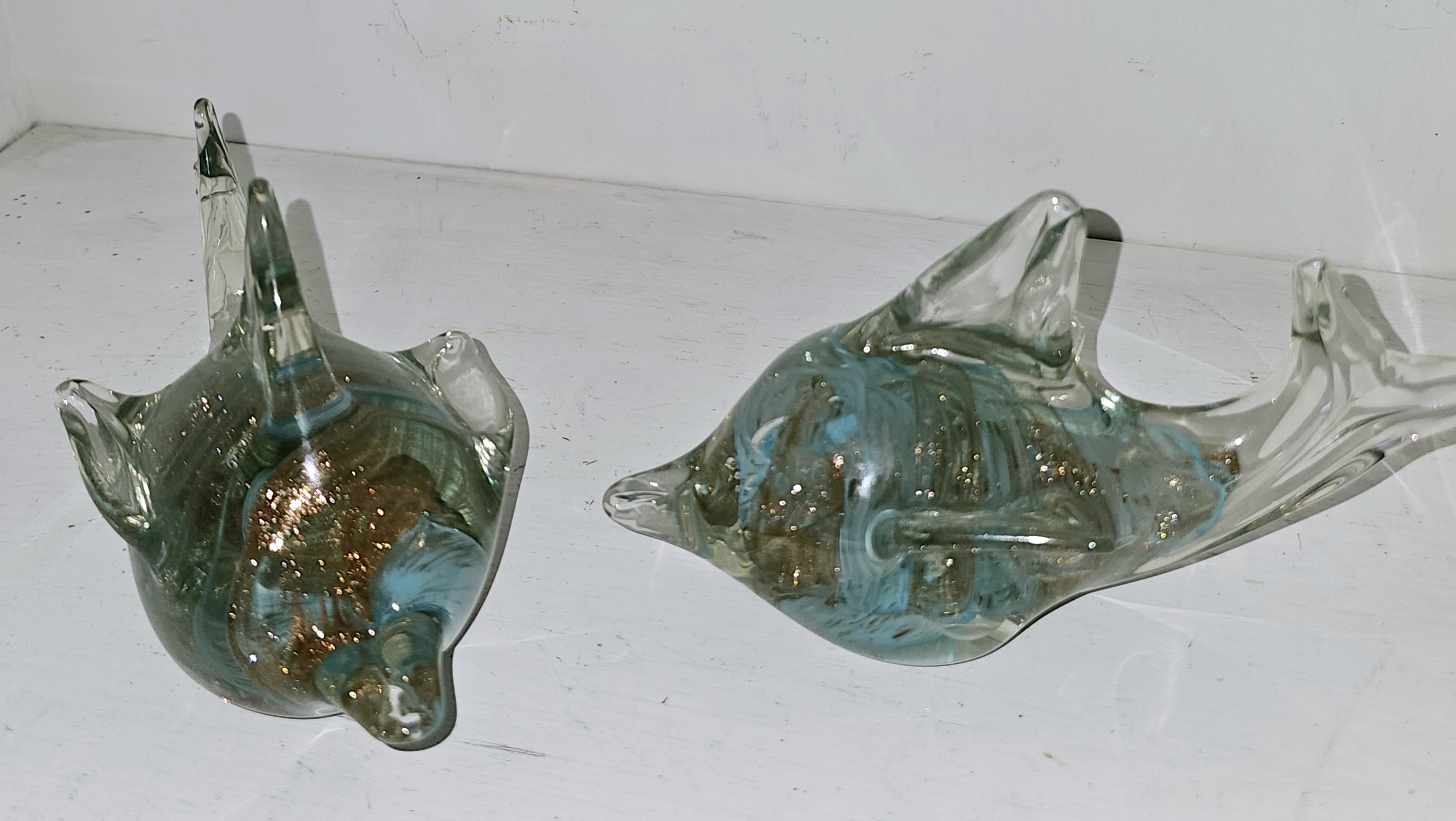 Glass fish clear and teal blue